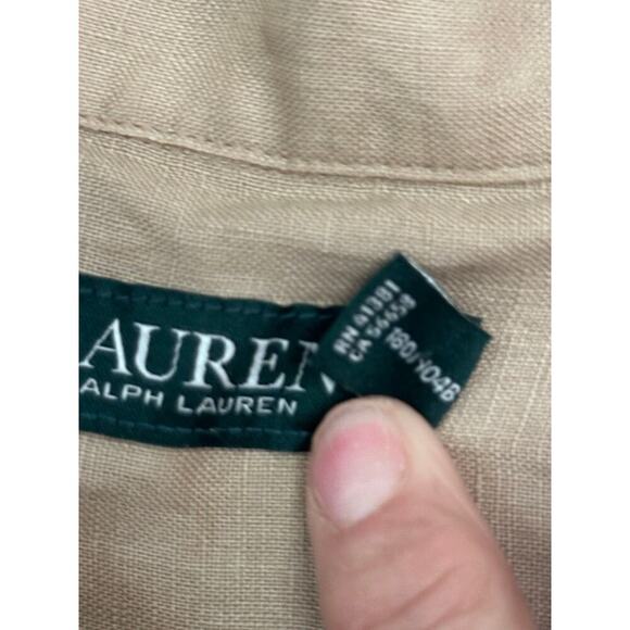 Lauren Ralph Lauren Men's Tan Linen Long Sleeve Button Up Dress Shirt Size 2XL - Picture 5 of 7